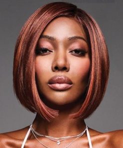 Sleek Wigs Copper Synthetic Straight Chin Length Wigs Outlet Online